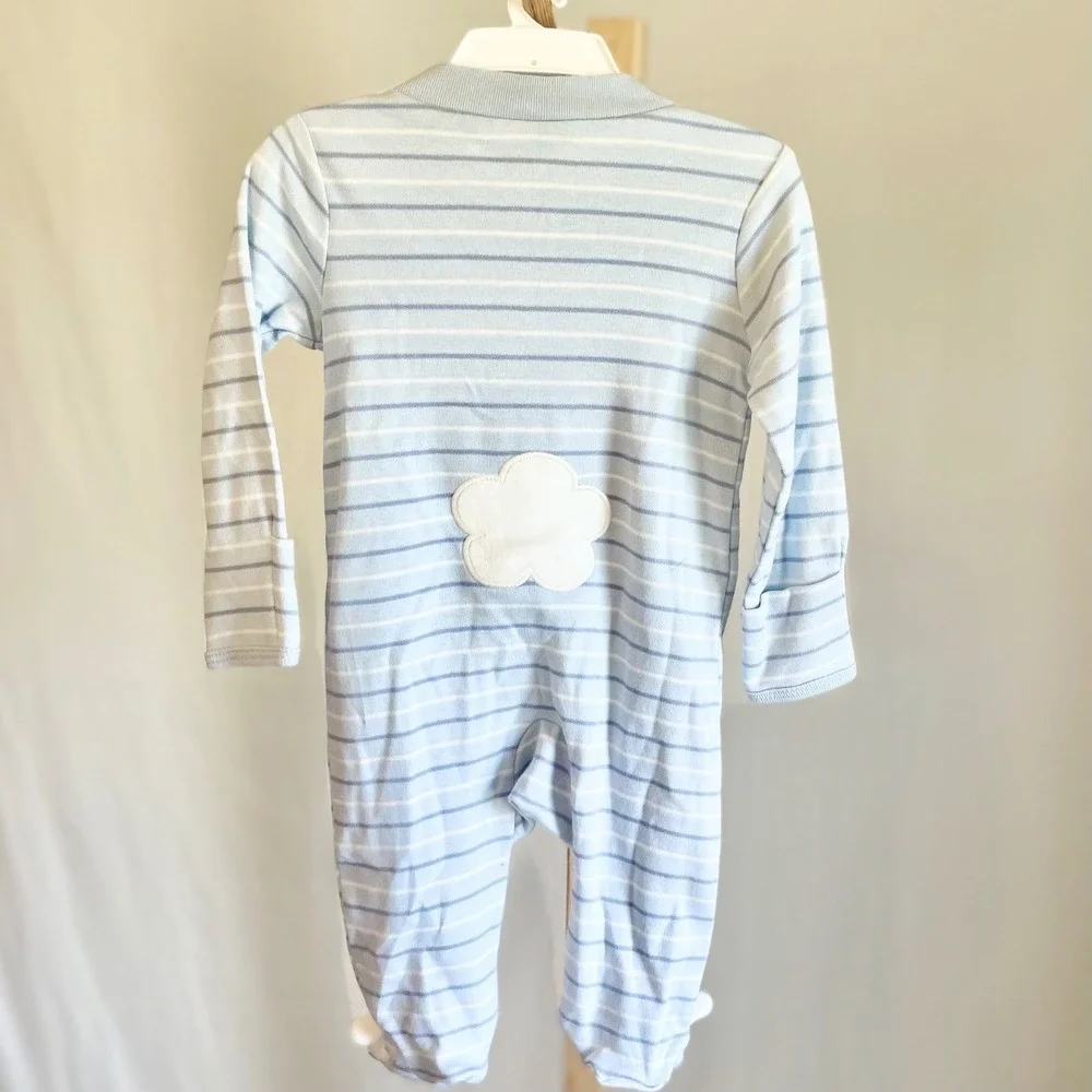 Carter's‎ Just One You Baby Blue Striped Bunny Footed Sleeper Pajamas NWT 9M